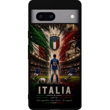 Coque Google Pixel 7a - Silicone rigide noir Football Italie splash 2026