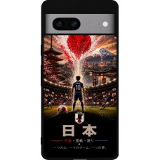 Coque Google Pixel 7a - Silicone rigide noir Football Japon splash 2026