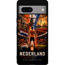 Coque Google Pixel 7a - Silicone rigide noir Football Pays-Bas splash 2026