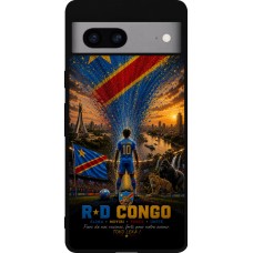 Coque Google Pixel 7a - Silicone rigide noir Football République démocratique du Congo splash 2026