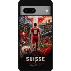 Coque Google Pixel 7a - Silicone rigide noir Football Suisse splash 2026
