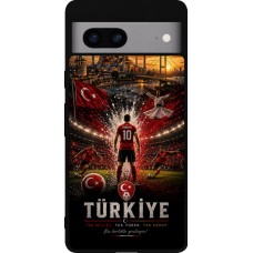 Coque Google Pixel 7a - Silicone rigide noir Football Turquie splash 2026