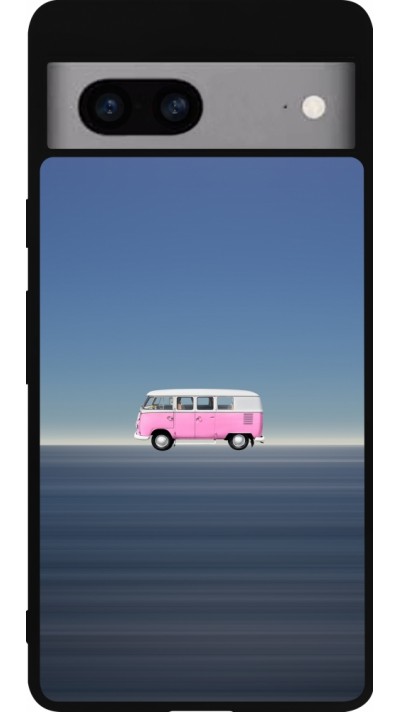 Coque Google Pixel 7a - Silicone rigide noir Spring 23 pink bus