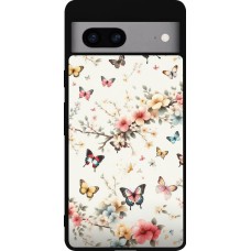 Coque Google Pixel 7a - Silicone rigide noir Spring 25 Papillons Légers