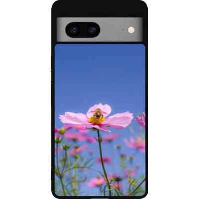 Coque Google Pixel 7a - Silicone rigide noir Bee on a flower Spring 2026