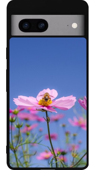 Coque Google Pixel 7a - Silicone rigide noir Bee on a flower Spring 2026