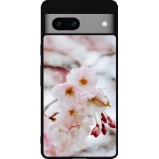 Coque Google Pixel 7a - Silicone rigide noir Cherry tree Spring 2026