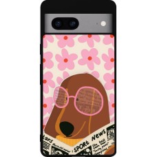 Coque Google Pixel 7a - Silicone rigide noir Dog with newspaper Spring 2026