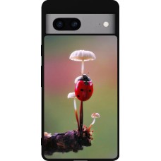Coque Google Pixel 7a - Silicone rigide noir Ladybird on a mushroom Spring 2026