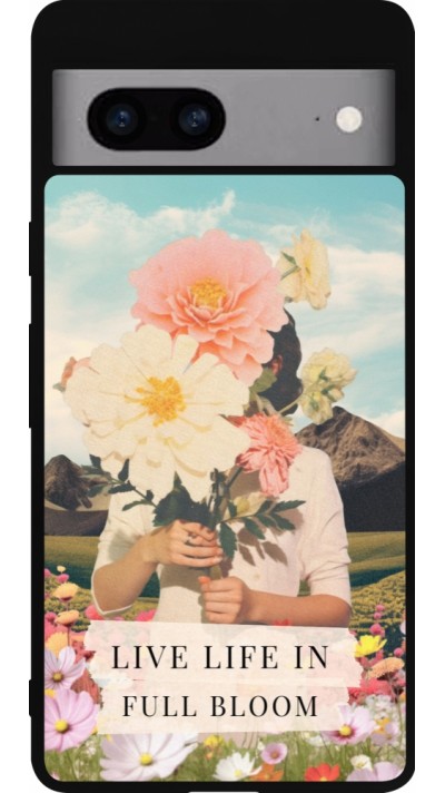 Coque Google Pixel 7a - Silicone rigide noir Live life in full moon Spring 2026