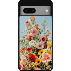 Coque Google Pixel 7a - Silicone rigide noir Spring flowers Spring 2026