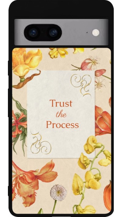Coque Google Pixel 7a - Silicone rigide noir Trust the process Spring 2026