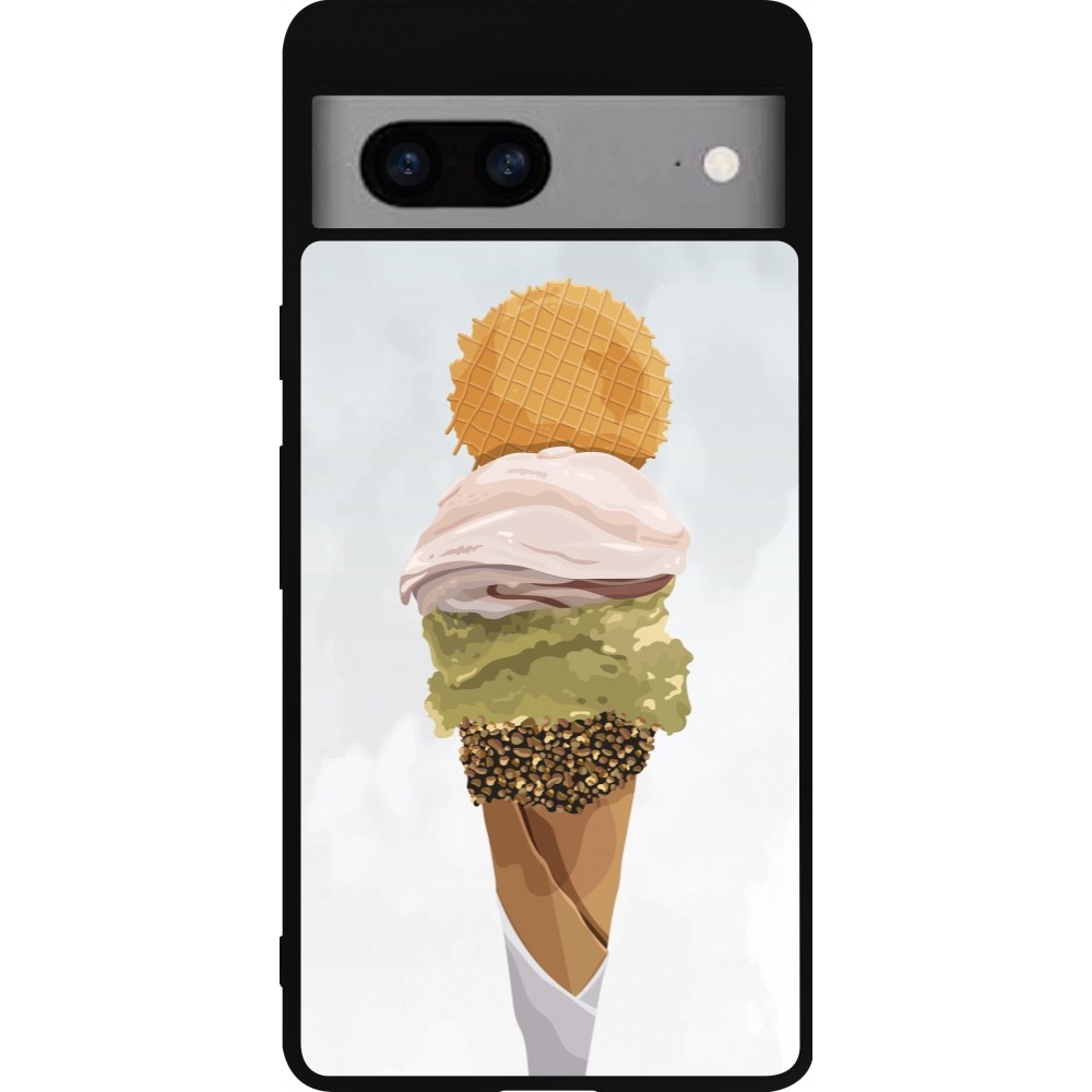 Coque Google Pixel 7a - Silicone rigide noir Summer 2025 Cornet