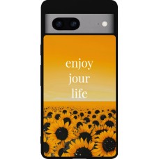 Coque Google Pixel 7a - Silicone rigide noir Summer 2025 Enjoy your life