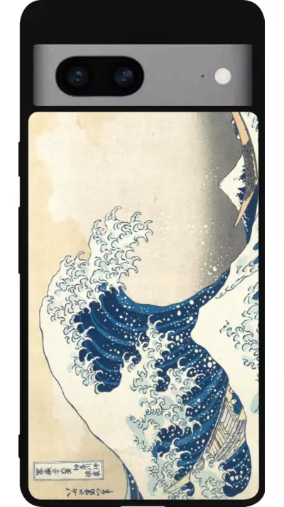 Coque Google Pixel 7a - Silicone rigide noir Tableau art - La Grande Vague de Kanagawa - Hokusai