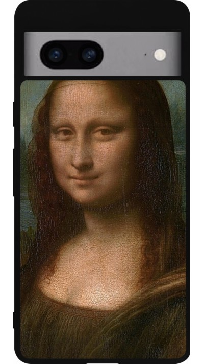 Coque Google Pixel 7a - Silicone rigide noir Tableau art - La Joconde - Léonard de Vinci