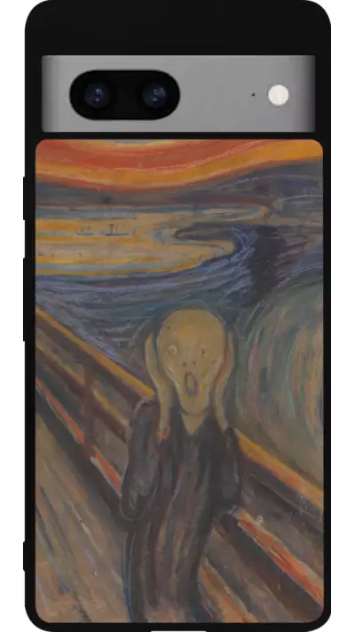 Coque Google Pixel 7a - Silicone rigide noir Tableau art - Le Cri - Edvard Munch