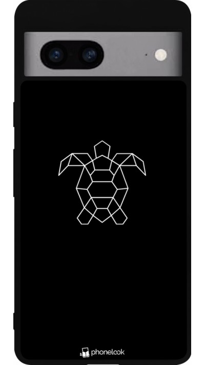 Coque Google Pixel 7a - Silicone rigide noir Turtles lines on black