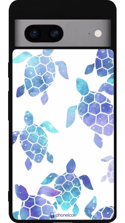 Coque Google Pixel 7a - Silicone rigide noir Turtles pattern watercolor