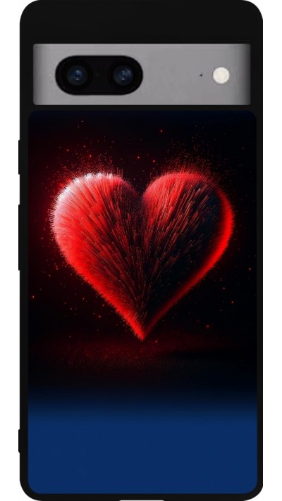 Google Pixel 7a Case Hülle - Silikon schwarz Valentin 2025 rotes Herz