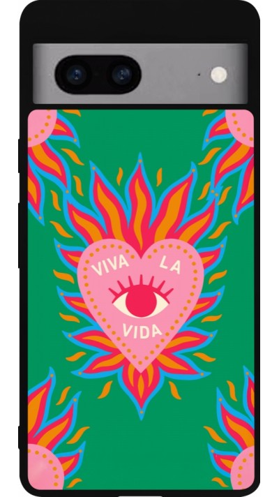 Coque Google Pixel 7a - Silicone rigide noir Viva la vida 2026