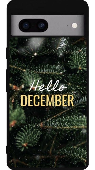 Coque Google Pixel 7a - Silicone rigide noir Winter 25 Winter hello december
