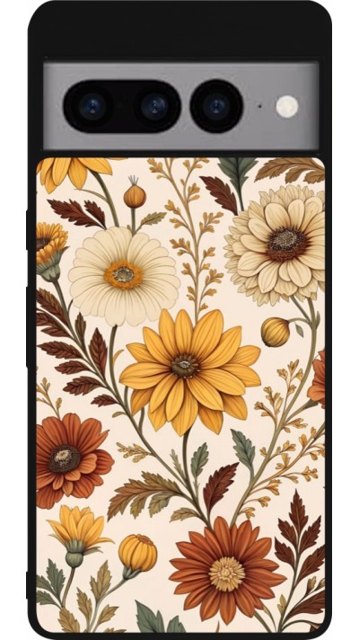 Coque Google Pixel 7 Pro - Silicone rigide noir Autumn 25 Flower pattern
