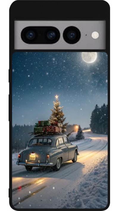 Coque Google Pixel 7 Pro - Silicone rigide noir Christmas 25 Car with Tree Xmas