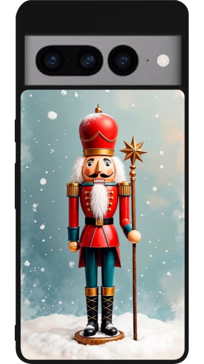 Coque Google Pixel 7 Pro - Silicone rigide noir Christmas 25 Nutcracker Snow