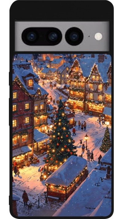 Coque Google Pixel 7 Pro - Silicone rigide noir Christmas 25 Xmas Village