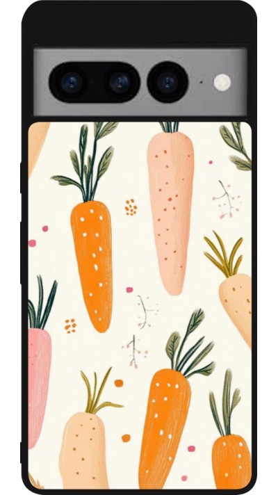 Coque Google Pixel 7 Pro - Silicone rigide noir Easter 2026 Illustration carrots