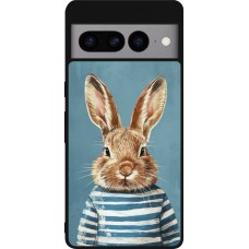 Coque Google Pixel 7 Pro - Silicone rigide noir Easter 2026 Rabbit navy
