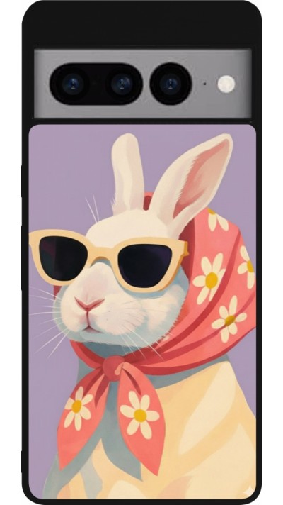 Coque Google Pixel 7 Pro - Silicone rigide noir Easter 2026 Rabbit with scarf