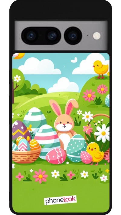 Google Pixel 7 Pro Case Hülle - Silikon schwarz Ostern 2025 Gruen