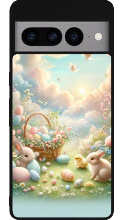 Google Pixel 7 Pro Case Hülle - Silikon schwarz Ostern 2025 Pastell Ostern