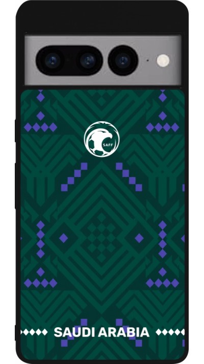 Coque Google Pixel 7 Pro - Silicone rigide noir Maillot de football Arabie saoudite 2026 personnalisable