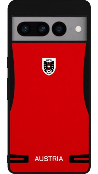 Coque Google Pixel 7 Pro - Silicone rigide noir Maillot de football Autriche 2026 personnalisable