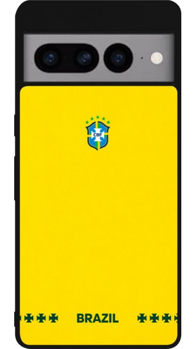 Coque Google Pixel 7 Pro - Silicone rigide noir Maillot de football Bresil 2026 personnalisable