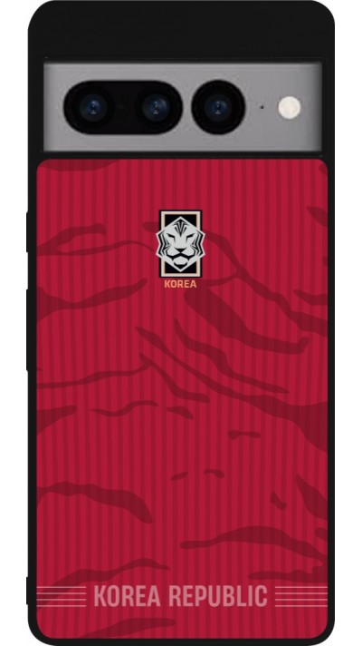Coque Google Pixel 7 Pro - Silicone rigide noir Maillot de football Corée du Sud 2026 personnalisable