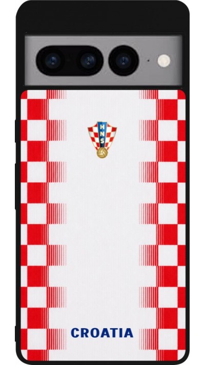 Coque Google Pixel 7 Pro - Silicone rigide noir Maillot de football Croatie 2026 personnalisable