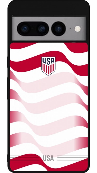 Coque Google Pixel 7 Pro - Silicone rigide noir Maillot de football E?tats Unis 2026 personnalisable