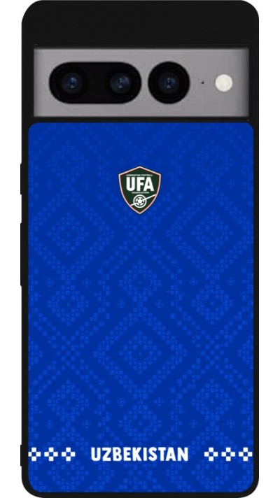 Coque Google Pixel 7 Pro - Silicone rigide noir Maillot de football Ouzbékistan 2026 personnalisable