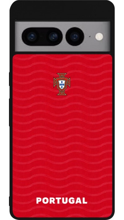 Coque Google Pixel 7 Pro - Silicone rigide noir Maillot de football Portugal 2026 personnalisable