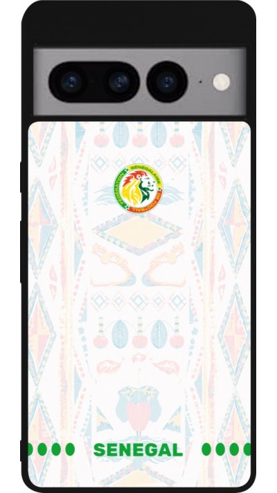 Coque Google Pixel 7 Pro - Silicone rigide noir Maillot de football Sénégal 2026 personnalisable