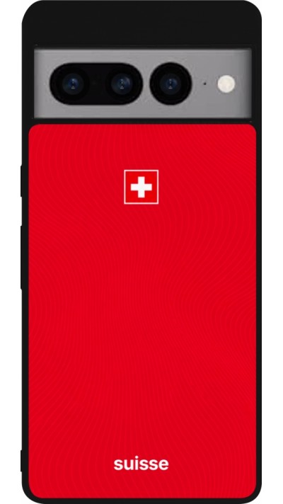 Coque Google Pixel 7 Pro - Silicone rigide noir Maillot de football Suisse 2026 personnalisable