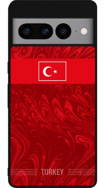 Coque Google Pixel 7 Pro - Silicone rigide noir Maillot de football Turquie 2026 personnalisable