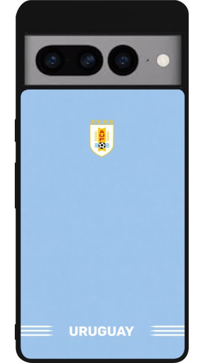 Coque Google Pixel 7 Pro - Silicone rigide noir Maillot de football Uruguay 2026 personnalisable