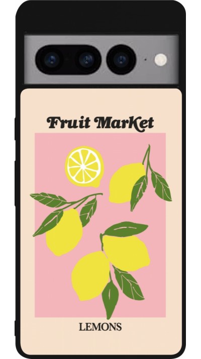 Coque Google Pixel 7 Pro - Silicone rigide noir Fruit market lemons 2026