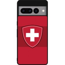 Coque Google Pixel 7 Pro - Silicone rigide noir Hockey World Championship Ecusson Suisse