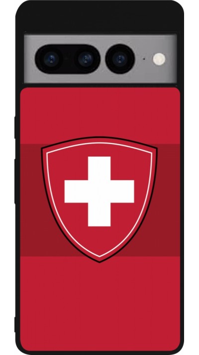 Coque Google Pixel 7 Pro - Silicone rigide noir Hockey World Championship Ecusson Suisse